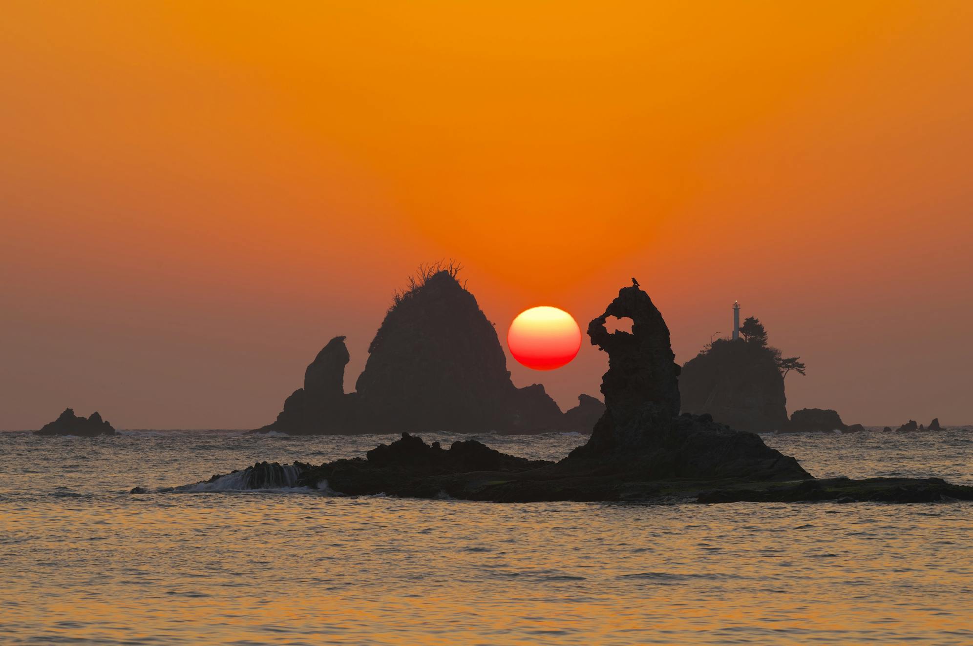 屋形海岸 夕日バー 夕景
